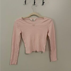 H&M Light Pink Lace Trim Top
